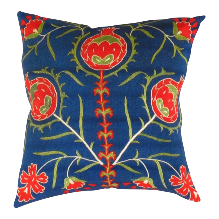 Navy Blue Turkish Suzani Design pillow 16"X 16"